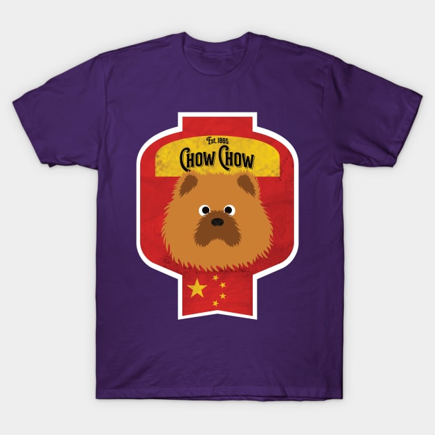 Chow Chow - Distressed Chinese Chow Chow Beer Label Design T-Shirt by DoggyStyles